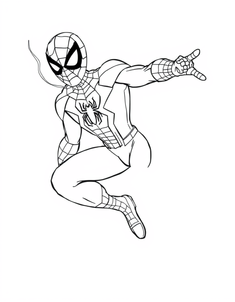 Spider-Man, in classic red and blue, leaps into action as his spider-sense warns of danger. Focus sharp, he swings through the vibrant city, determined to confront the looming threat.